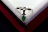 0.55ct Engagement Ring Round Cut Green Emerald Crown Petite 14k WhiteGold Finish