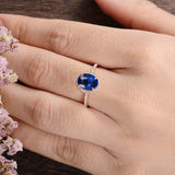 2.3ct Oval Cut Blue Sapphire Diamond Halo Solitaire Ring 14k Rose Gold Finish