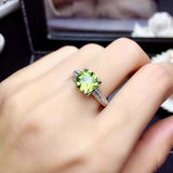 1.5ct Round Cut Green Peridot Engagement Ring Diamond Accent 14k White Gold Over