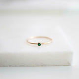 0.2ct Engagement Ring Round Cut Green Emerald Solitaire 14k Yellow Gold Finish