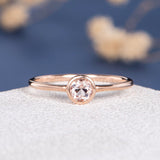 1ct Round Cut Simulated Morganite Bezel Set Engagement Ring 14k Rose Gold Plated