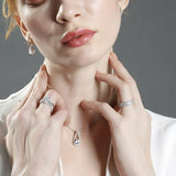 6Ct Pear Cut Diamond Alternating Iced Wedding Band Ring 14K White Gold Finish