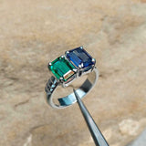 2ct Engagement Ring Emerald Cut Sapphire Two Stone Solitaire 14k White Gold Over
