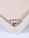 1ct Round Cut Blue Sapphire Milgrain Stackable Wedding Band 14k WhiteGold Finish