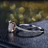 1.5ct Emerald Cut Diamond Solitaire Ring 14k White Gold Finish with Round Accent