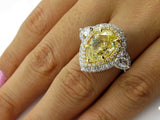 7Ct Pear Cut Yellow Sapphire Cocktail Halo Engagement Ring 14K White Gold Finish