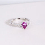0.5ct Pear Simulated Pink Sapphire Trilogy Engagement Ring 14k White Gold Plated