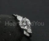 2.2ct Round Cut Moissanite Three Stone Engagement Ring 14k White Gold Plated