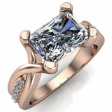 2.4ct Radiant Diamond Engagement Ring 4 Prong Split Shank 14k Yellow Gold Finish