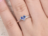 0.4ct Round Cut Blue Sapphire Engagement Ring Solitaire 14k White Gold Finish