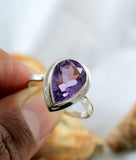 2ct Engagement Ring Pear Cut Purple Amethyst Solitaire Women 14k White Gold Over