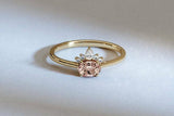 1ct Engagement Ring Oval Cut Morganite Crown Minimalist 14k Yellow Gold Finish