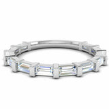 1ct Baguette Cut Diamond Wedding Band 3/4th Eternity Stylish 14k White Gold Over