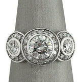 3.5ct Round Diamond Triple Halo Solitaire Engagement Ring 14K White Gold Over