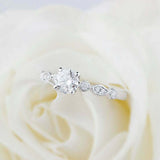 1.6ct Round Cut Diamond Milgrain Solitaire with Accent Ring 14k WhiteGold Finish