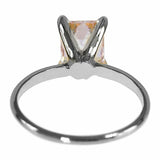 1.8ct Emerald Cut Peach Morganite Engagement Ring Solitaire 14k WhiteGold Finish
