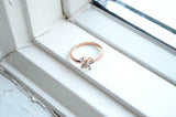 Butterfly Minimalist Engagement Ring 1ct Round Cut Diamond 14k Rose Gold Finish