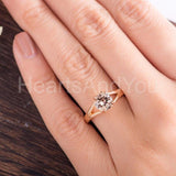1ct Round Cut Simulated Peach Morganite Split Shank Ring 14k Rose Gold Plated
