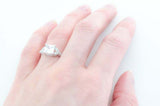2ct Princess Cut Diamond Engagement Ring Leaf Accent Design 14k WhiteGold Finish
