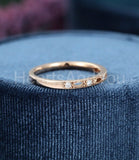 0.15ct Round Cut Moissanite Milgrain Women Wedding Band 14k Rose Gold Plated
