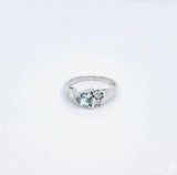 0.5ct Trillion Cut Simulated Aquamarine Round Accents Ring 14k White Gold Plated