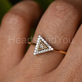 0.6ct Trillion Simulated Morganite Halo Engagement Ring 14K Yellow Gold Plated