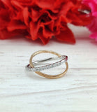 0.3ct Round Cut Moissanite Criss Cross Stackable Wed Band 14k Dual Gold Plated