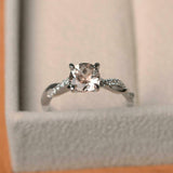 1ct Engagement Ring Round Cut Morganite Twisted Infinity 14k White Gold Finish