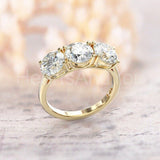 2.1ct Round Cut Moissanite Three Stone Engagement Ring 14k Rose Gold Plated