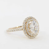 2.3ct Oval Simulated Diamond Dual Halo Engagement Ring 14k Yellow Gold Plated