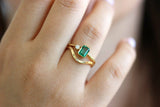 1ct Green Emerald Engagement Ring 14k Yellow Gold Finish Solitaire Single Accent