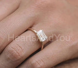 1ct Emerald Cut Simulated Diamond Solitaire Wedding Ring 14k Yellow Gold Plated