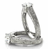 1ct Round Diamond Antique Vintage Women Engagement Ring 14k White Gold Finish