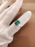 2.1ct Engagement Ring Green Emerald Cut Solitaire Women 14k White Gold Finish