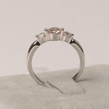 1ct Round Cut Morganite Engagement Ring Tension Set Trilogy 14k WhiteGold Finish