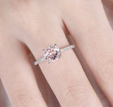 1.5ct Round Cut Peach Morganite Prong Set Engagement Ring 14k White Gold Finish