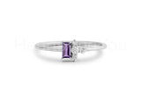 0.4ct Baguette Cut Simulated Amethyst Cluster Minimal Ring 14k Rose Gold Plated