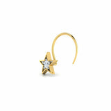0.2ct Round Cut Diamond Star Design Nose Pin Ring Piercing 14k YellowGold Finish