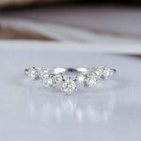 0.8ct Round Cut Diamond Wedding Band Curved Half Eternity 18k White Gold Finish