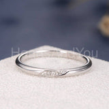 0.1ct Round Cut Moissanite Minimalist Women Wedding Band 14k Rose Gold Plated