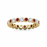 2ct Round Pink Ruby Alternate Diamond Eternity Wedding Band 14k Yellow Gold Over
