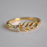 0.09ct Round Cut Moissanite Leaf Bud Women Engagement Ring 14K YellowGold Plated