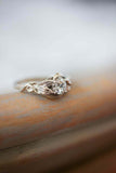1ct Round Cut Diamond Engagement Ring Leaf Vine Solitaire 14k White Gold Finish