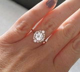 3Ct Round Cut Diamond Halo Crown Solitaire Engagement Ring 14K Rose Gold Finish