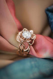 1ct Round Cut Diamond Engagement Ring Flower Leaf Solitaire 14k Rose Gold Finish