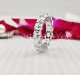 2.2ct Cushion Cut Simulated Diamond Eternity Wedding Band 14k White Gold Plated