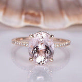 1.5ct Oval Peach Morganite Accent Solitaire Engagement Ring 14k Rose Gold Over