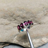 2.5ct Wedding Ring Band Oval Cut Pink Ruby Five Stone 14k White Gold Finish