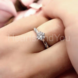 0.5ct Round Cut Moissanite Solitaire Round Accents Ring 14k White Gold Plated