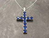 1.55ct Blue Sapphire Pendant Round Cut Holy Cross 14k White Gold Finish NO CHAIN